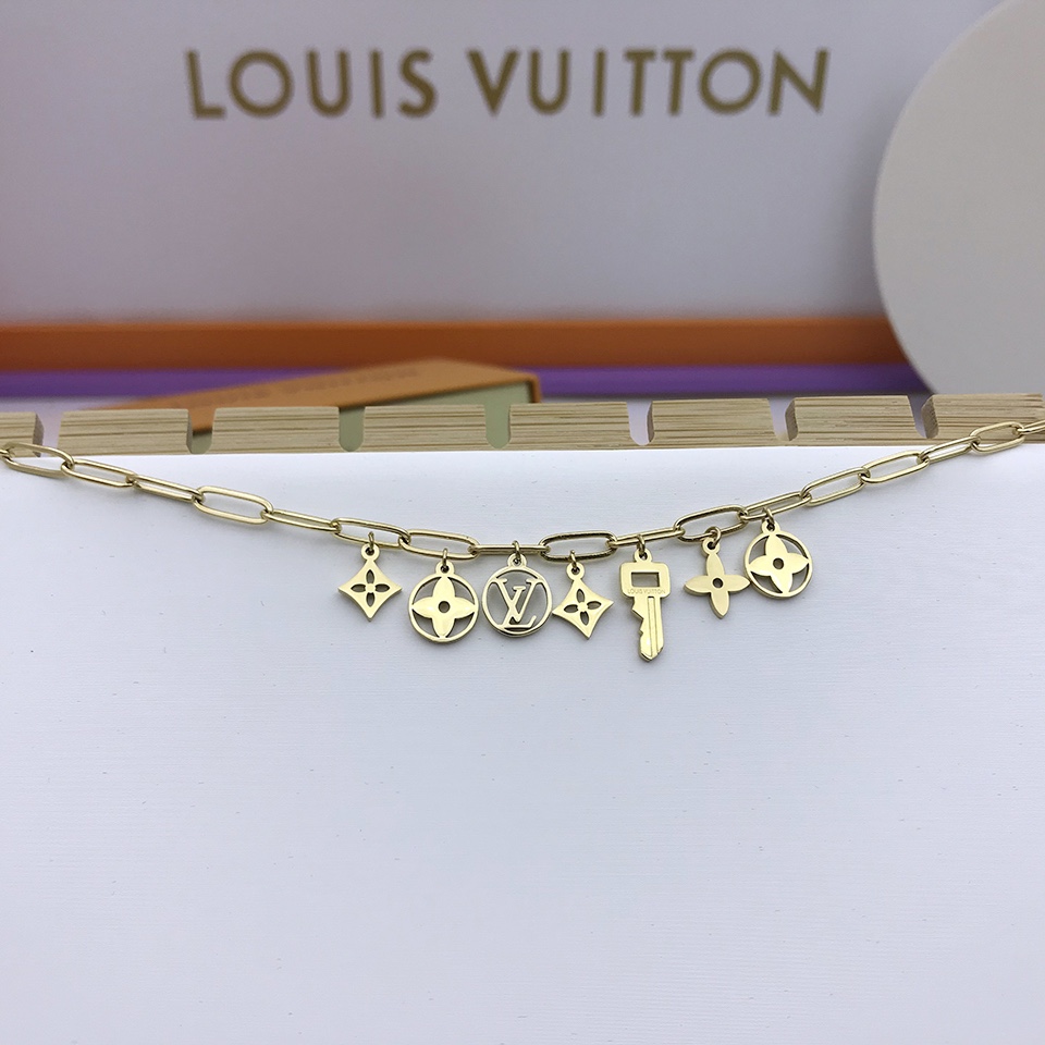 L0vis Vvtt0n Key Big Chain Necklace Gold Tone For Women
