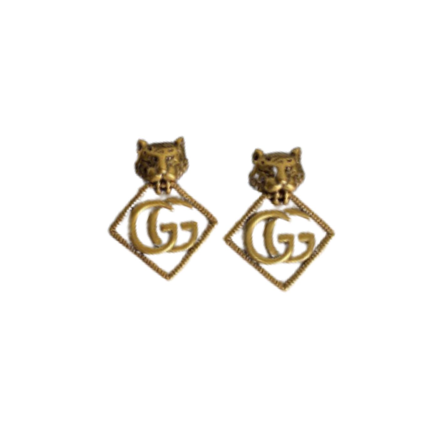 Gvc*1 Leopard Rhombus Earrings Gold Tone For Women