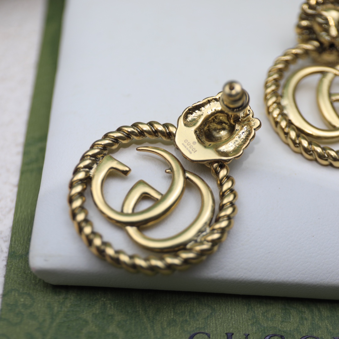 Gvc*1 Lion Head Earrings Gold Tone For Women