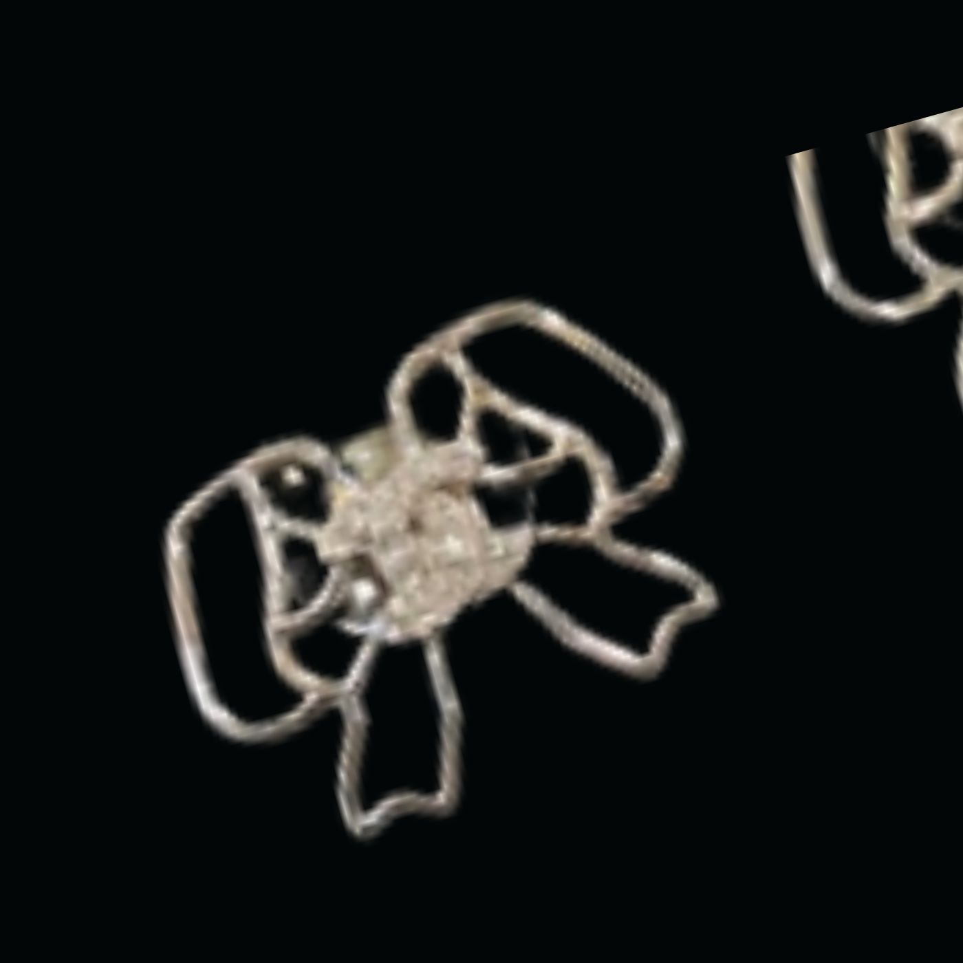 Ch**el Lovely Bow Frame Earrings Silver Tone For Women