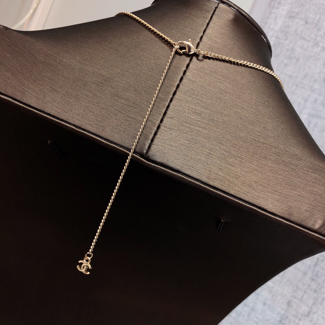 Ch**el Mini Star With Douple C Necklace Gold Tone For Women