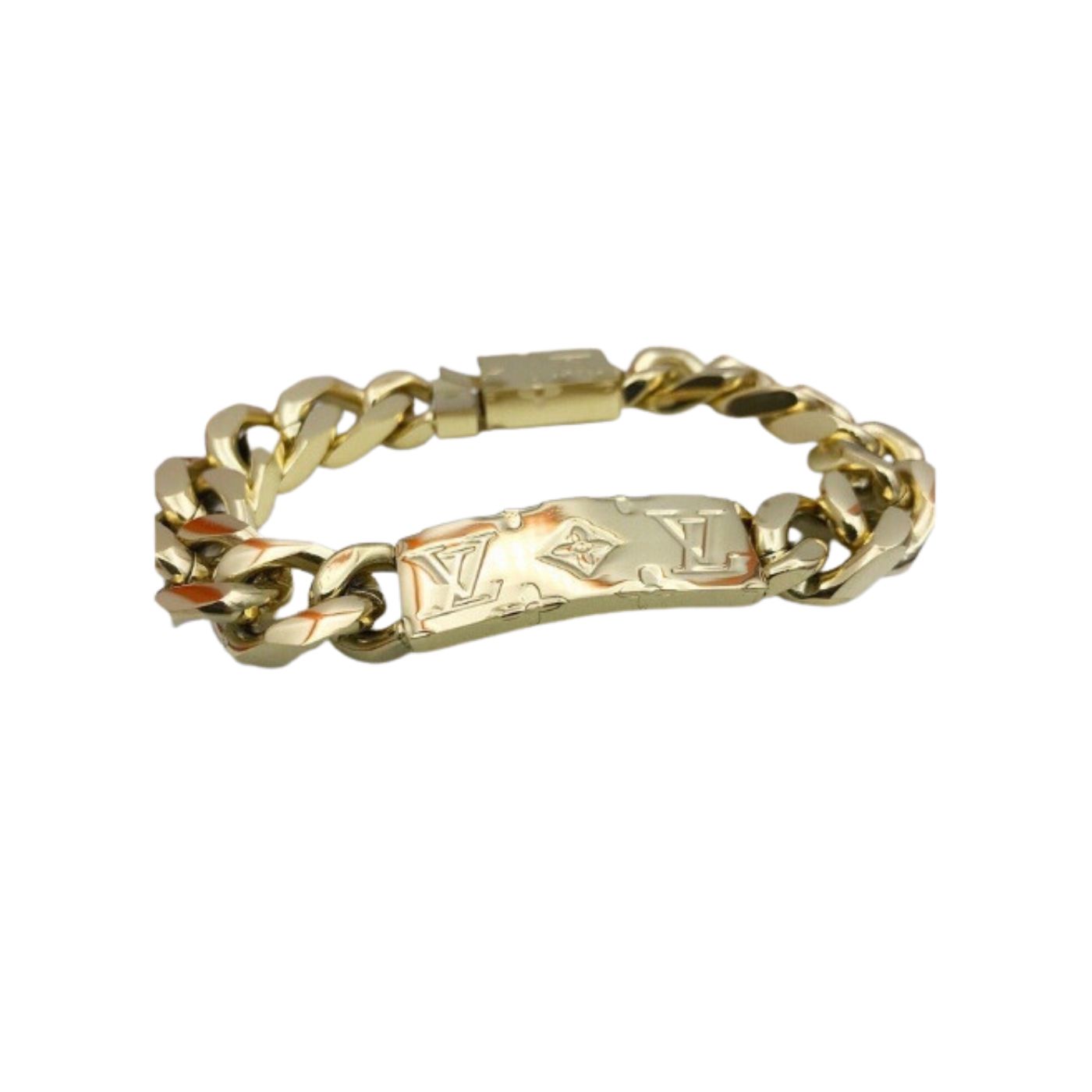 L0vis Vvtt0n Monogram Chain Bracelet Gold Tone For Men