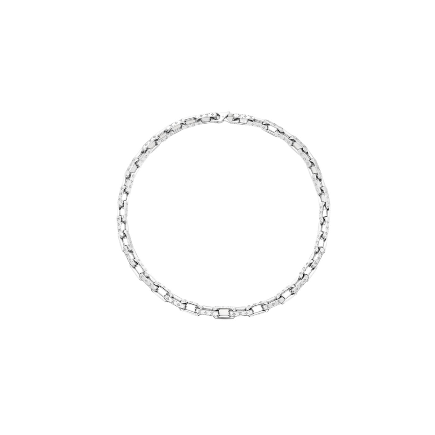 L0vis Vvtt0n Monogram Chain Necklace Silver Tone For Men M00307