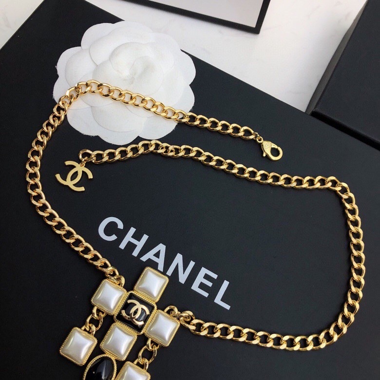 Ch**el Morden Stone Necklace Gold Tone For Women