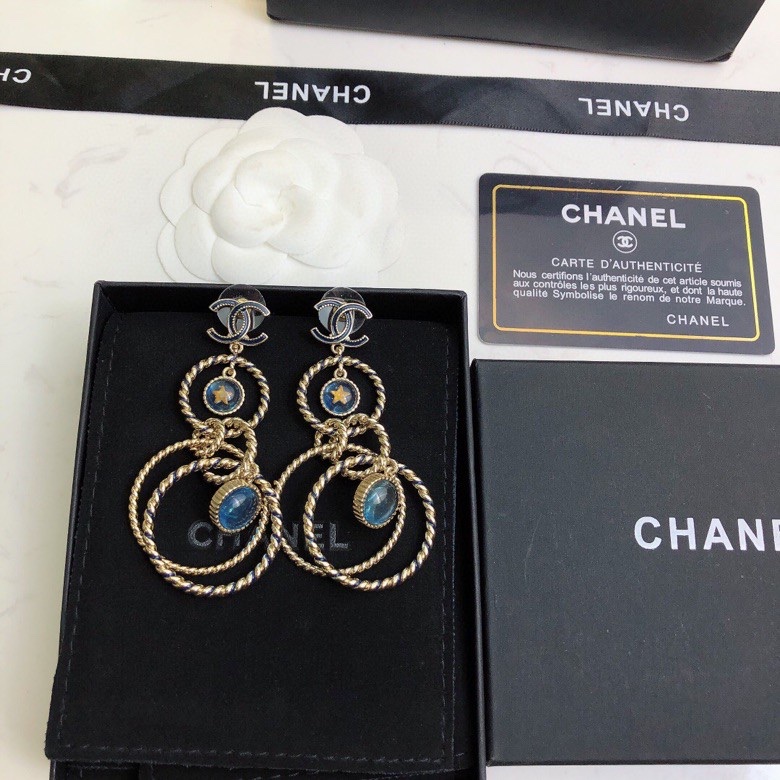 Ch**el Multi Circles Earrings Gold Tone For Women