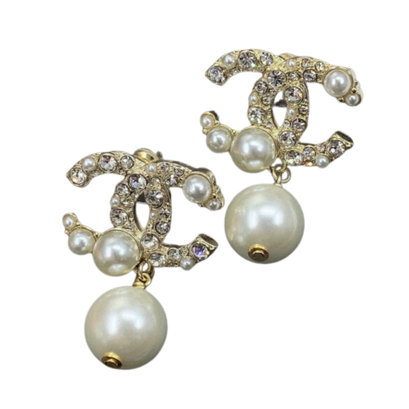 Ch**el Pearl C Double Earrings Gold For Women