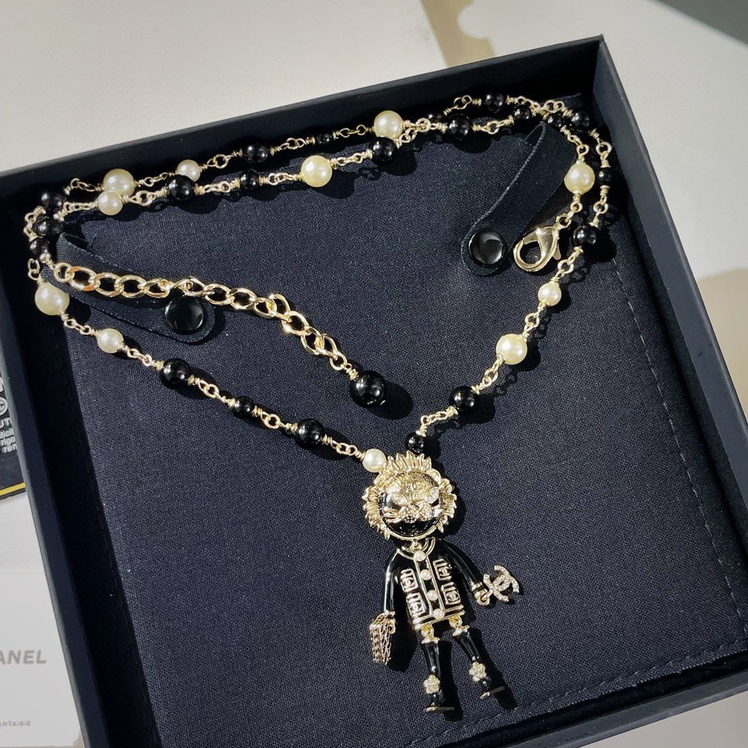Ch**el Pearl Necklace Gold For Women