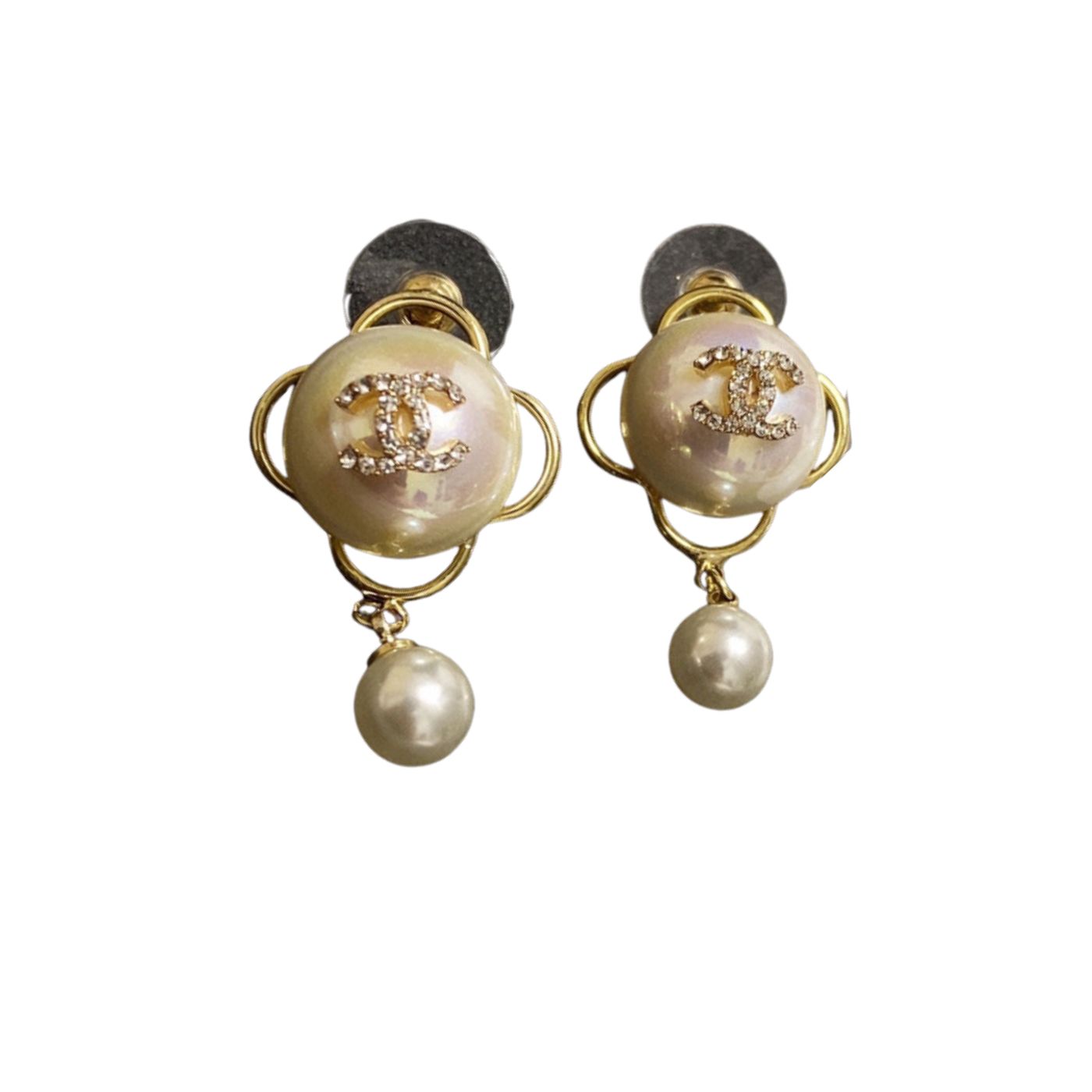Ch**el Pearl Studded Earrings White For Women