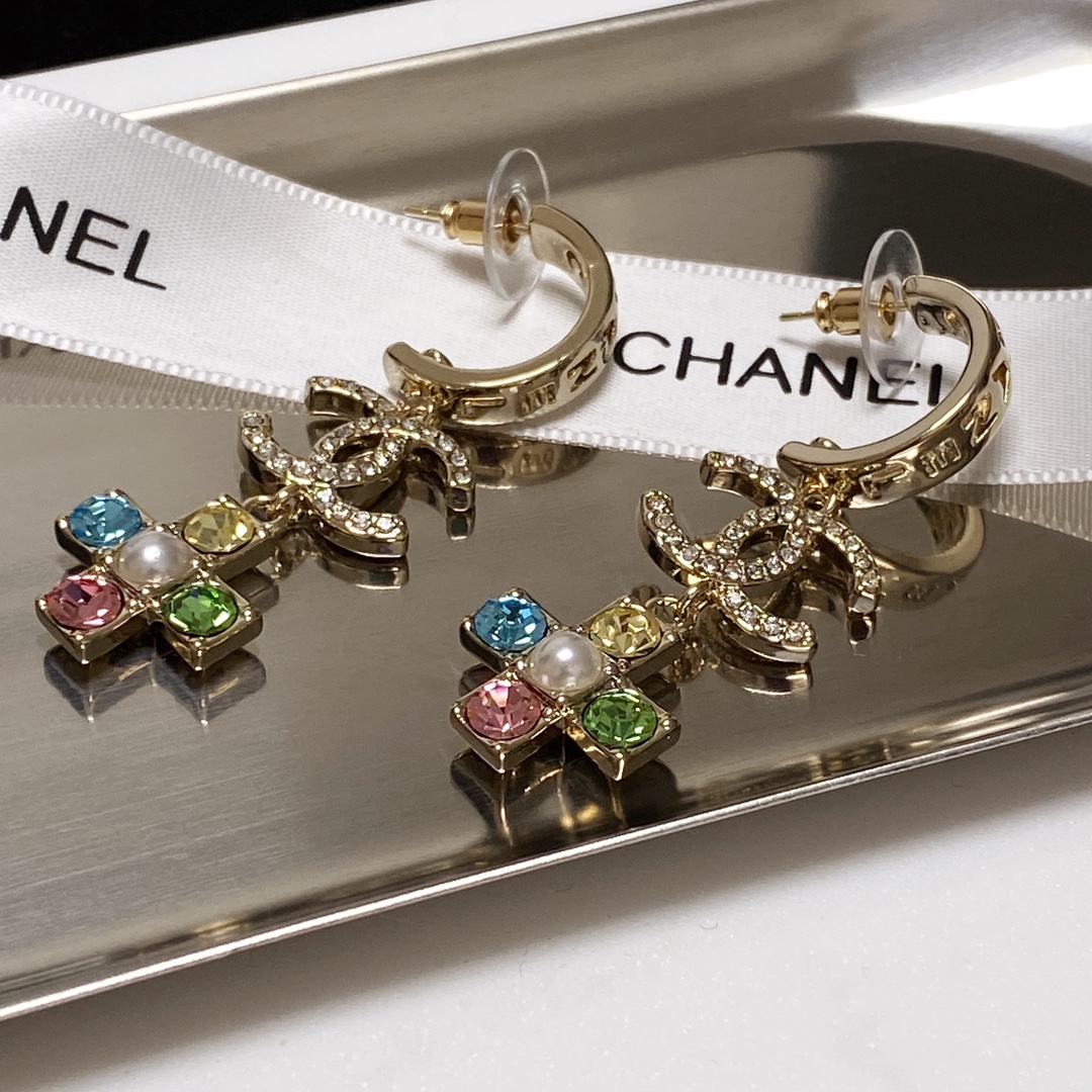 Ch**el Rivet Earrings Gold For Women