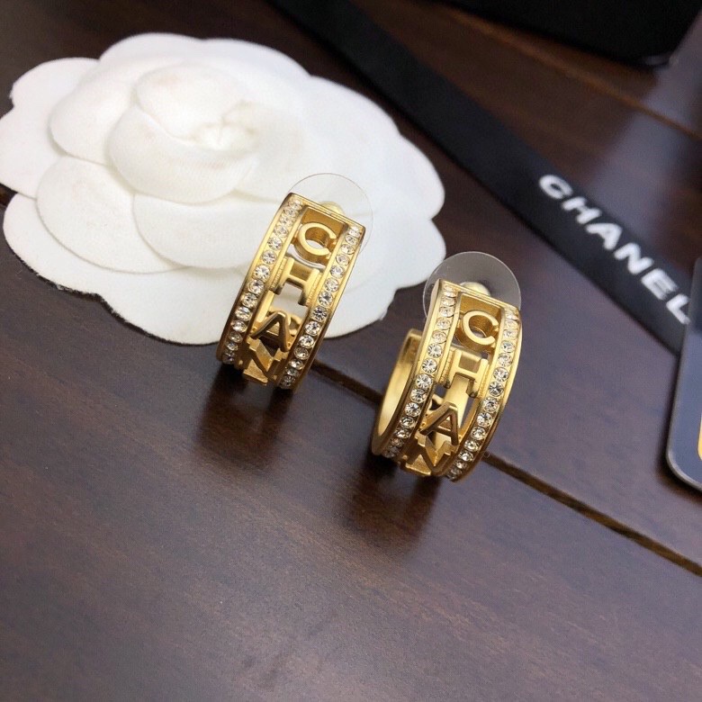 Ch**el Round Earrings Gold For Women