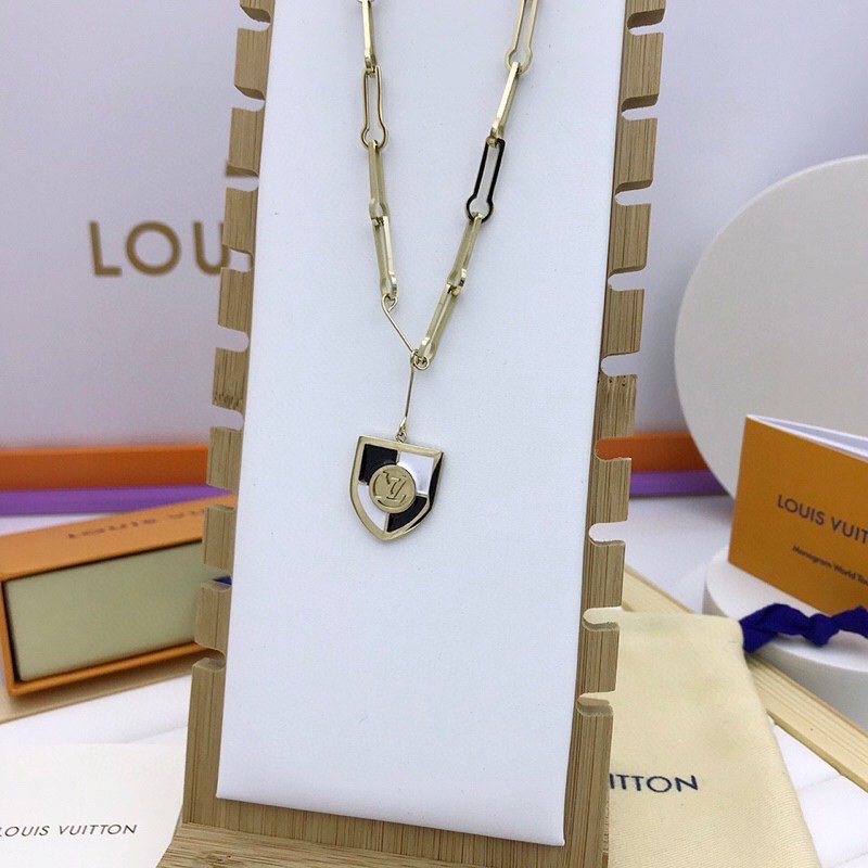 Gvc*1 Shield Necklace Gold Tone For Women
