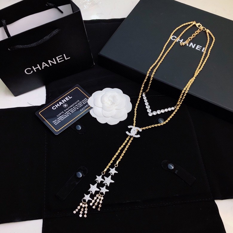 Ch**el Sixfold Star Necklace Gold Tone For Women