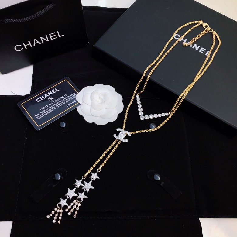 Ch**el Sixfold Star Necklace Gold Tone For Women