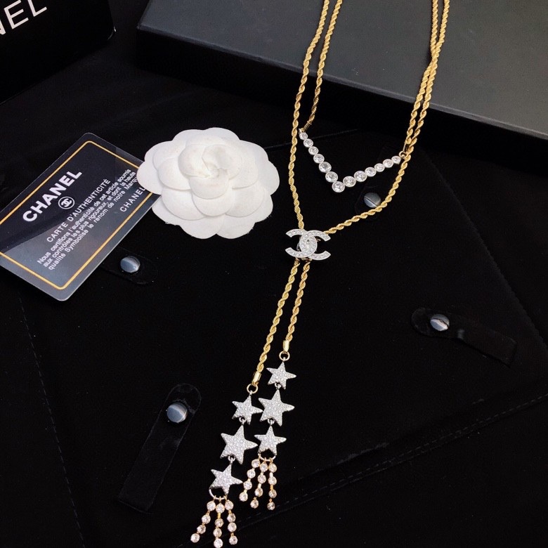Ch**el Sixfold Star Necklace Gold Tone For Women