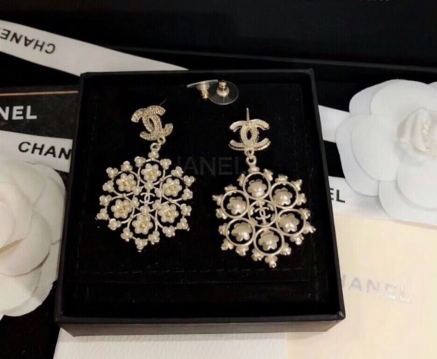 Ch**el Snowflakes Earrings Gold Tone For Women