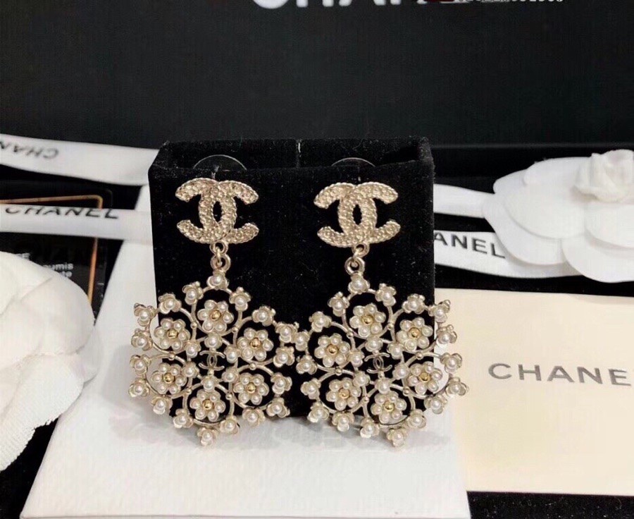 Ch**el Snowflakes Earrings Gold Tone For Women