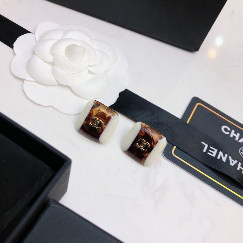 Ch**el Stud Earrings Black For Women