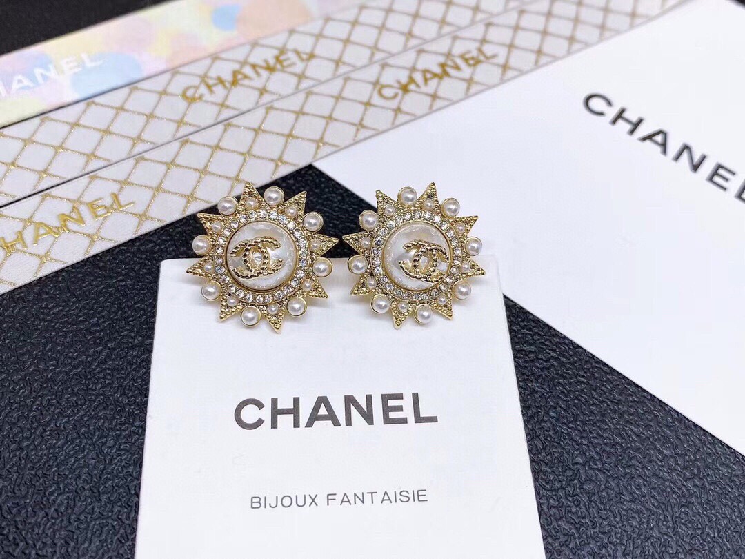 Ch**el Stud Earrings Gold For Women