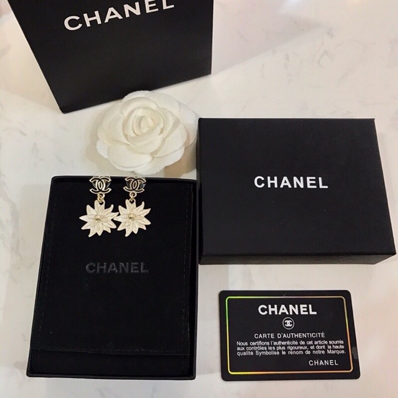 Ch**el Sun Flower Earrings Gold Tone For Women