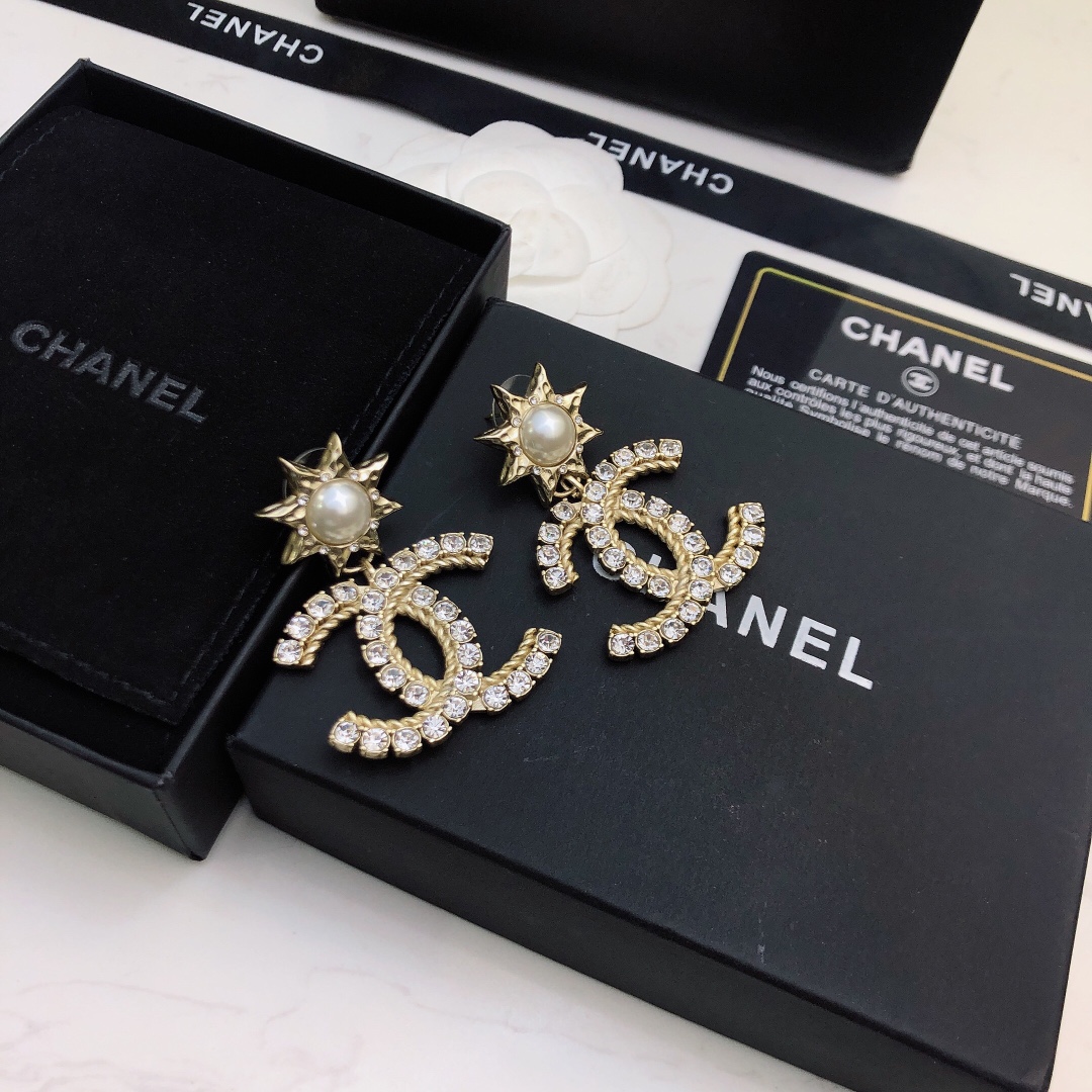 Ch**el Sun Shape Earrings Gold Tone For Women