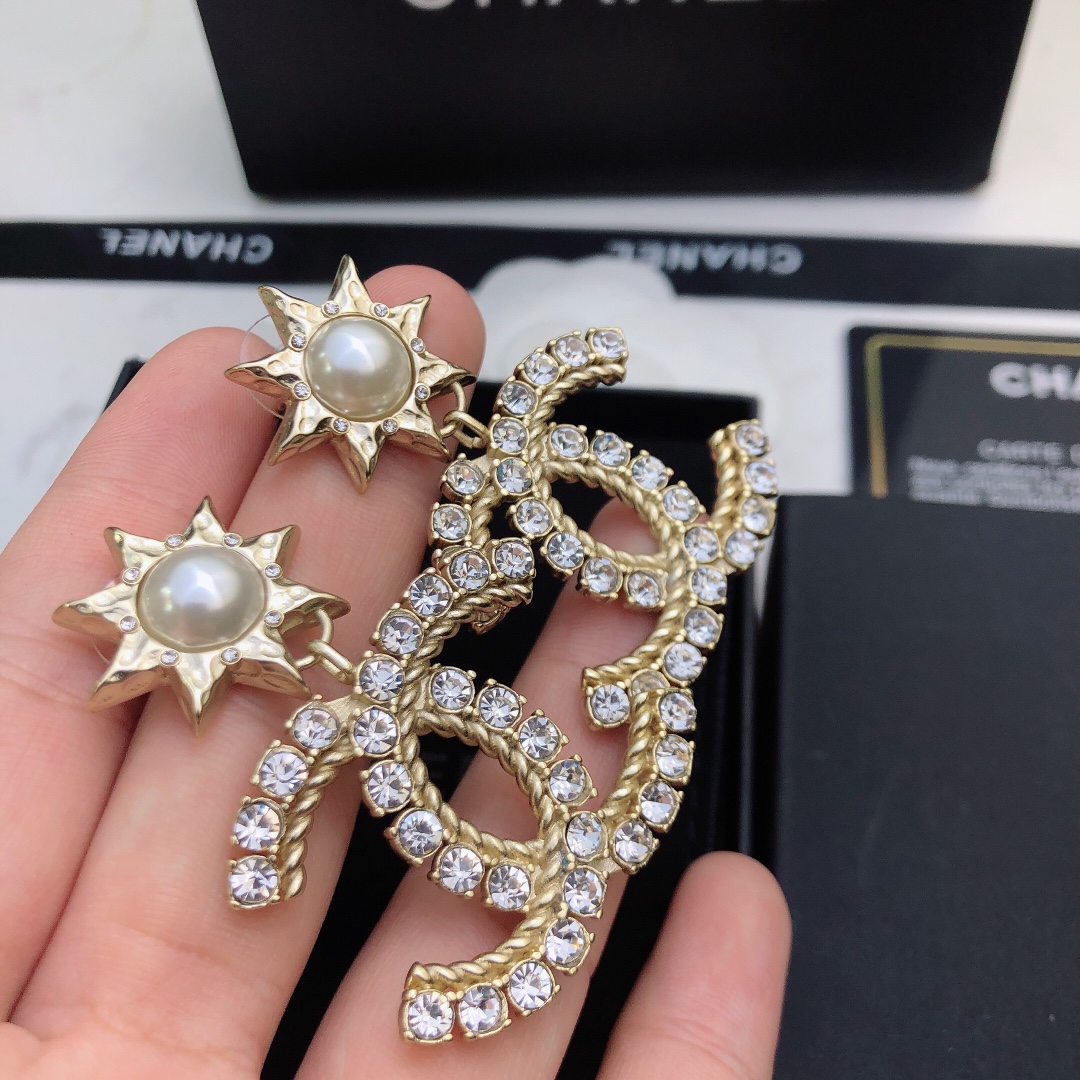 Ch**el Sun Shape Earrings Gold Tone For Women