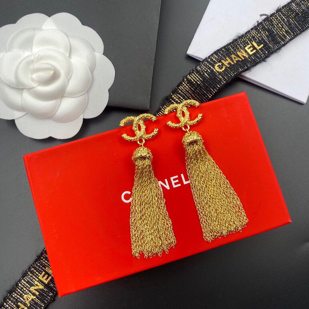 Ch**el Tassel Earrings Gold For Women