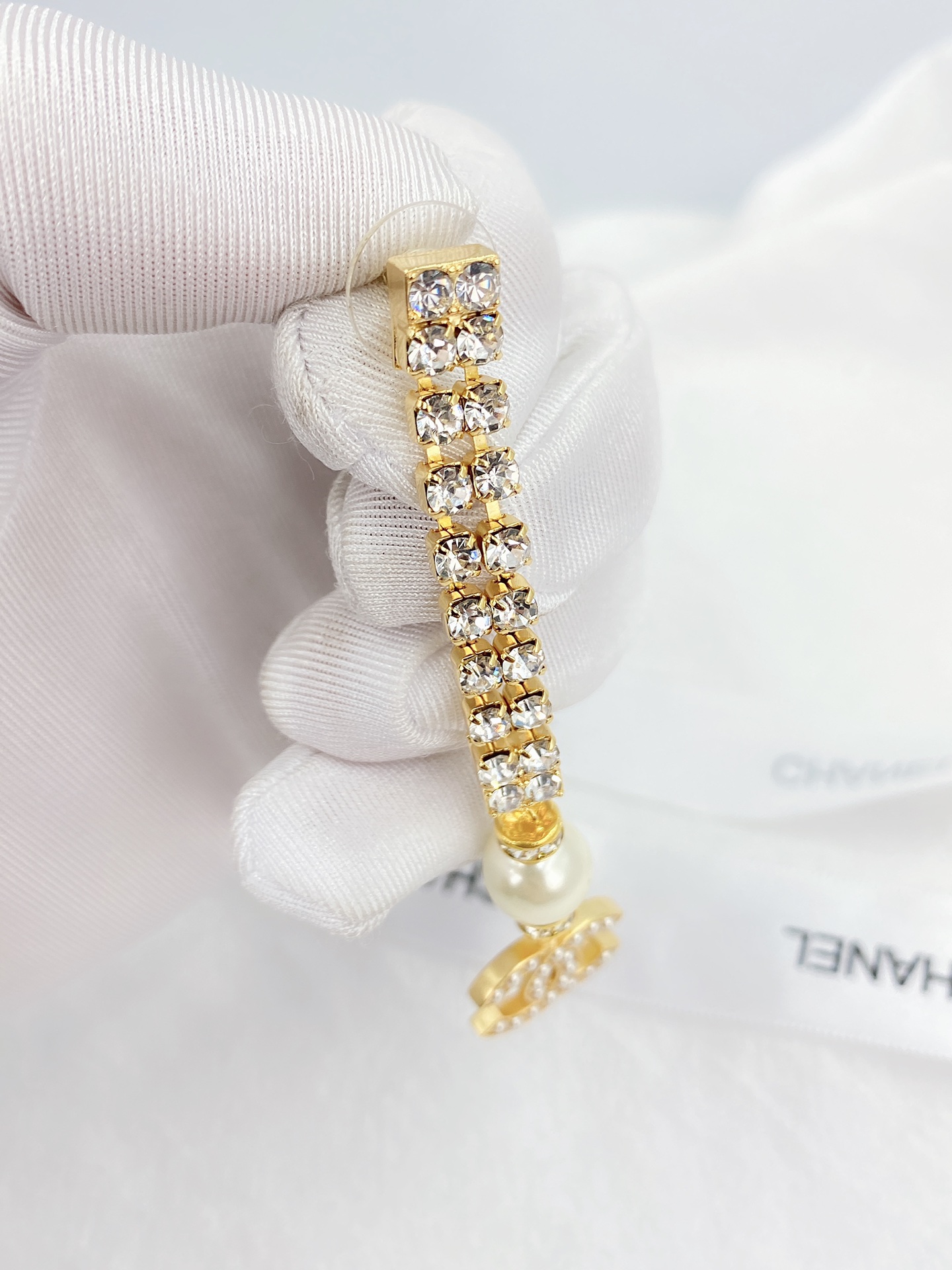 Ch**el Thick Long Earrings Gold Tone For Women