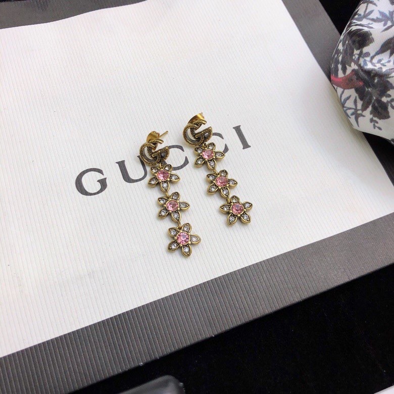 Gvc*1 Triple Flower GG Earrings Gold Tone For Women