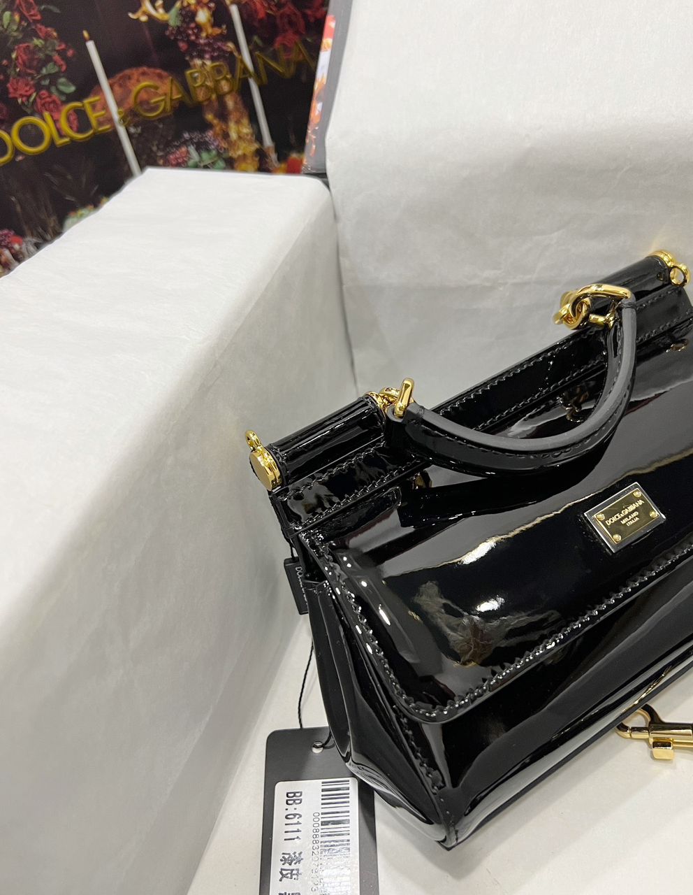Dolce & Gabbana Sicily Bag In Polished Black Mini Size For Women 18cm/ 7 Inches