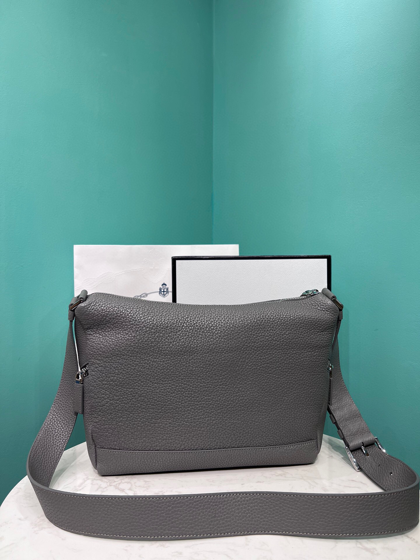 Pra*a Bag With Shoulder Strap In Grey For Women 10.2 in/ 26cm 2VH165_2BBE_F0K44_V_OOO