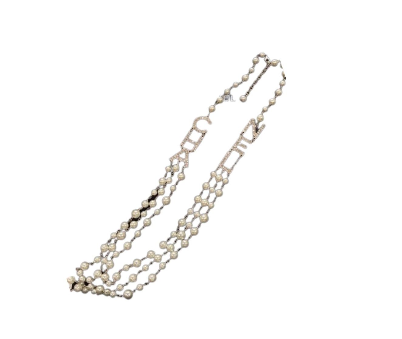Ch**el C-H-A-N-E-L Necklace Gold Tone For Women