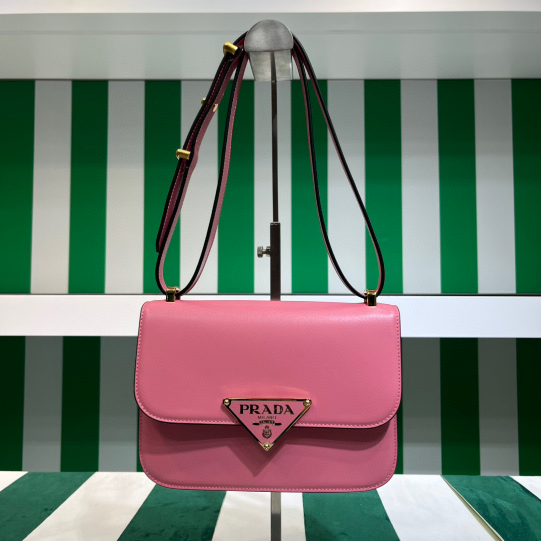 Pra*a Emblème Shoulder Bag In Pink For Women 7.8in/20cm 1BD340_2A3A_F0ZCL_V_UTO