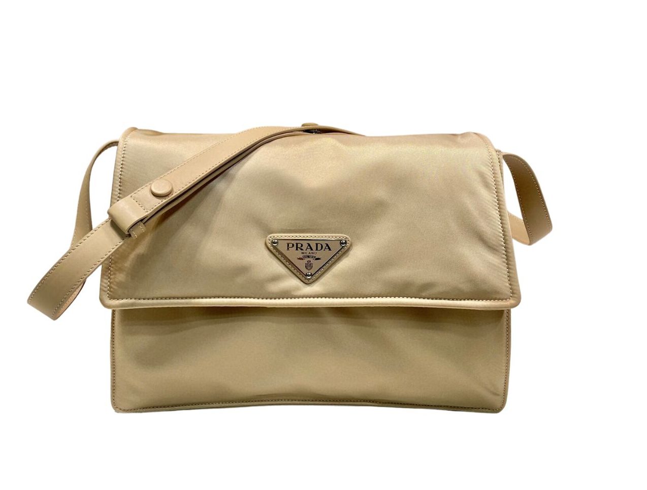 Pra*a Medium Padded Shoulder Bag In Beige For Women 11.8in/ 30cm