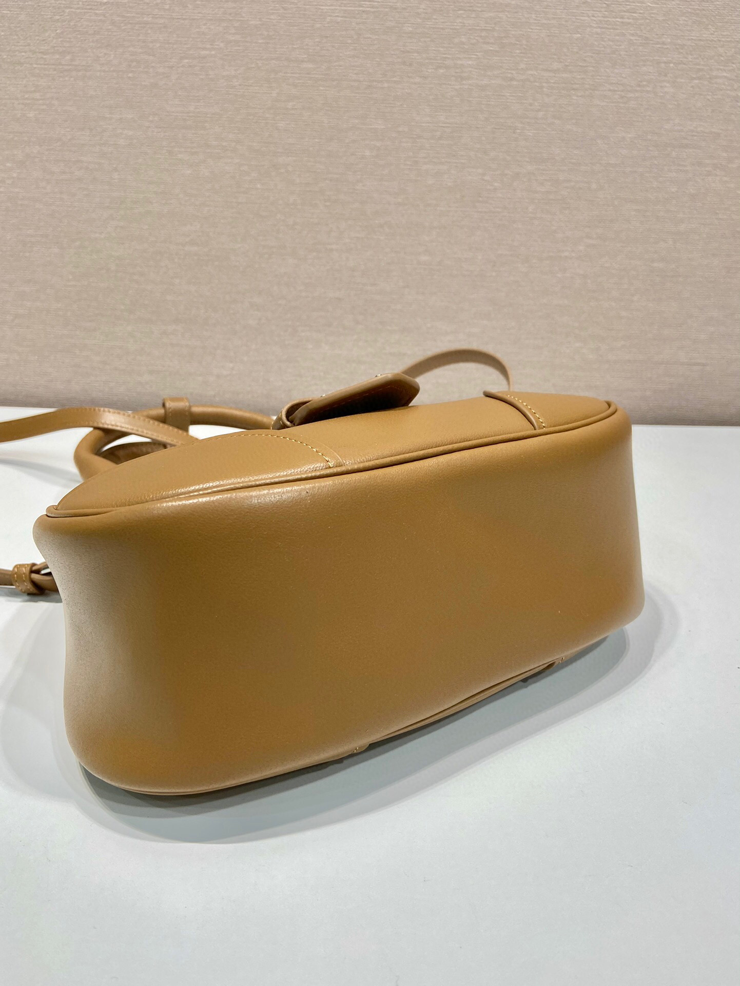 Pra*a Moon Padded Nappa Bag In White/Yellow/Brown For Women 8.8in / 22.5cm 1BA381_2DYI_F0009_V_OOM