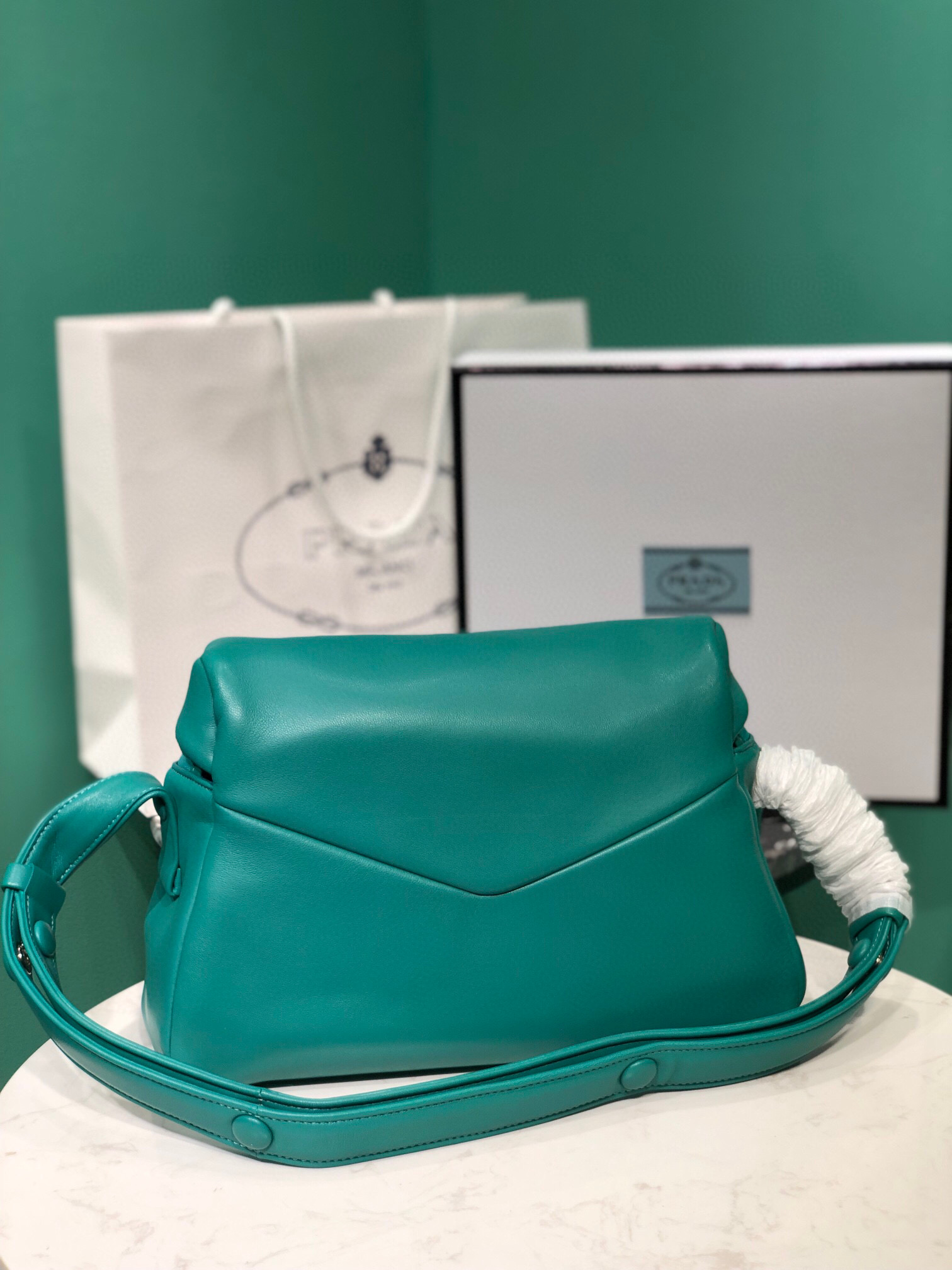 Pra*a Padded Nappa Pra*a Signaux Bag In Green For Women 13in/ 33cm