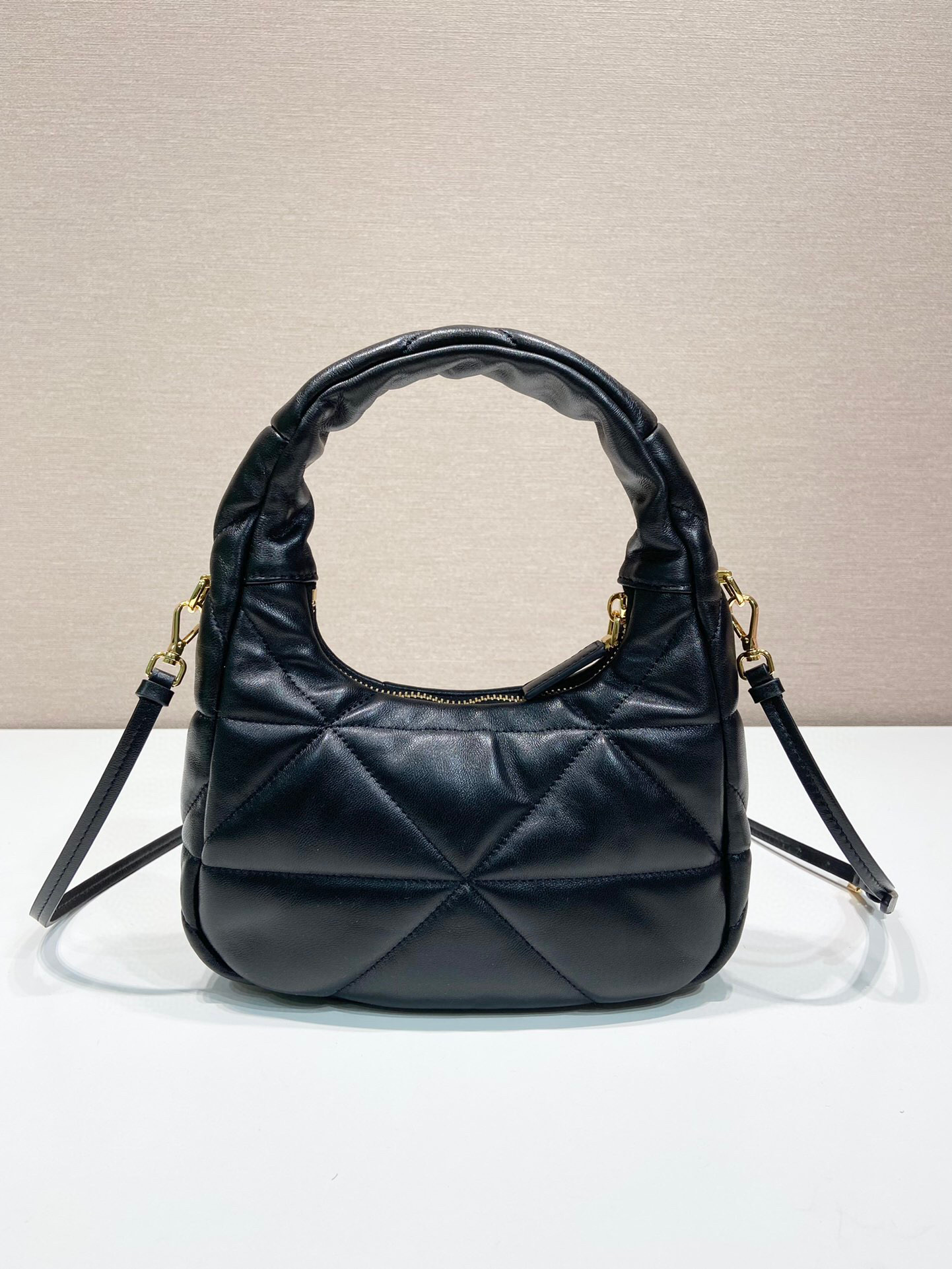 Pra*a Quilted Nappa Shoulder Bag In Black For Women 8.3in/ 21cm