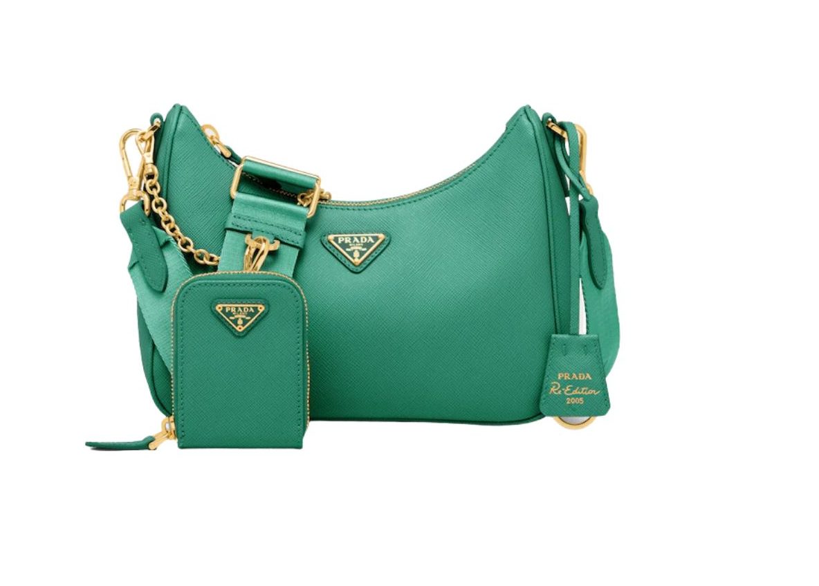 Pra*a Re-Edition 2005 Saffiano Bag In Green For Women 8.6 in/ 22 cm 1BH204_NZV_F0PCL_V_V2M