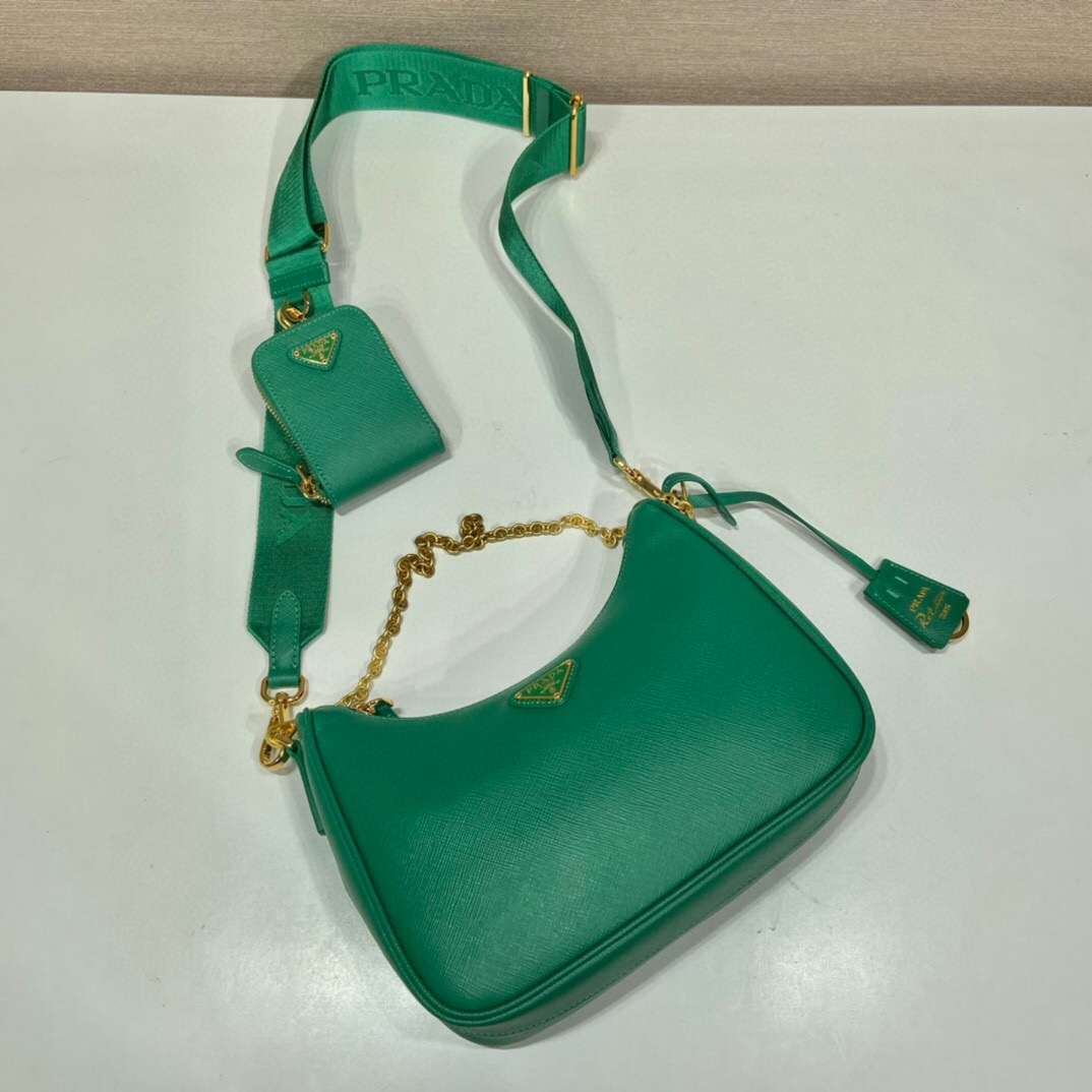 Pra*a Re-Edition 2005 Saffiano Bag In Green For Women 8.6 in/ 22 cm 1BH204_NZV_F0PCL_V_V2M