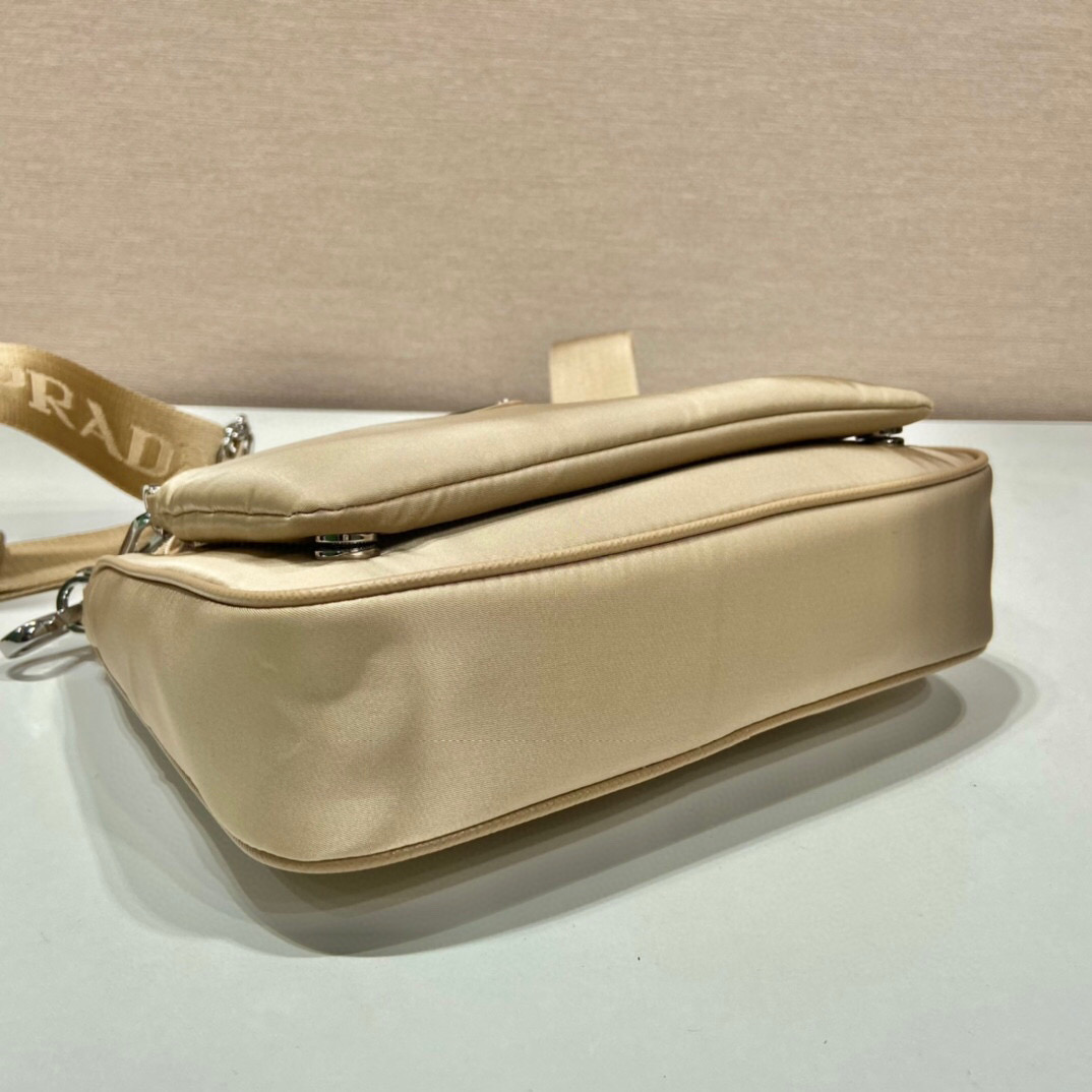 Pra*a Re-Nylon Shoulder Bag In Beige For Women 8.6in/ 22cm