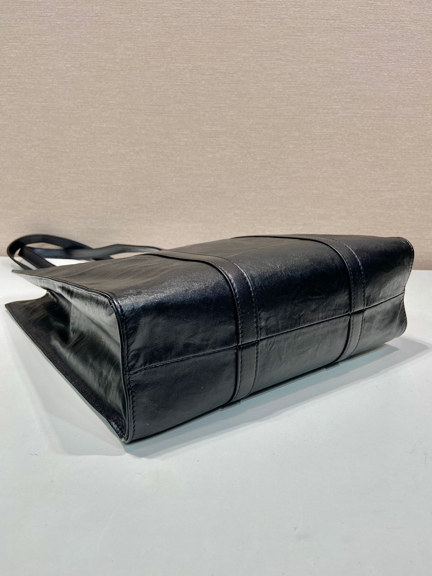 Small Antiqued Nappa Tote Bag In Black For Women 12.9 in/ 33cm 1BG459_UVL_F0002_V_OOO