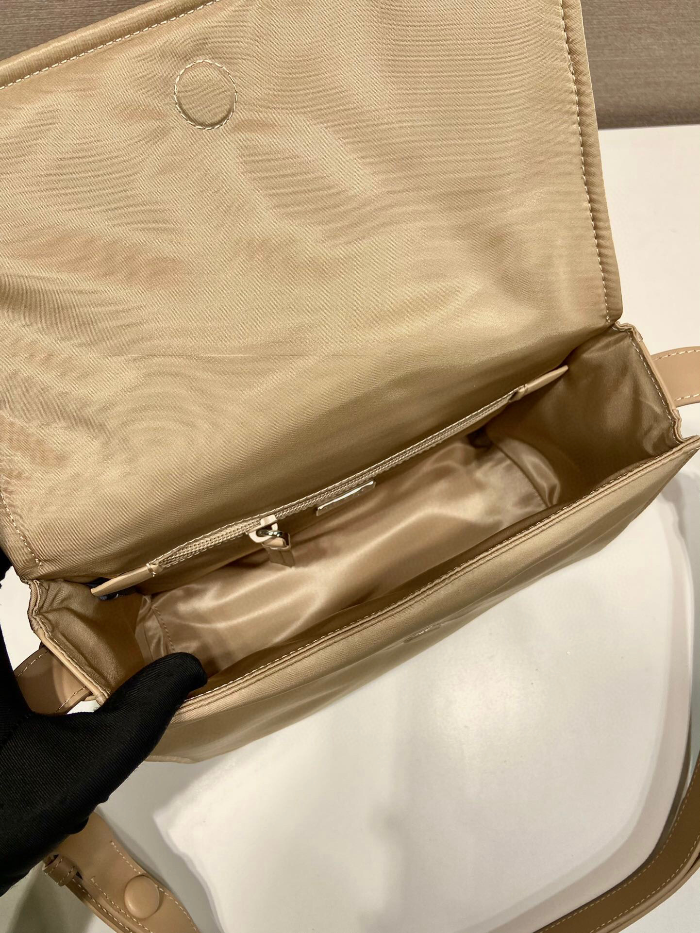 Pra*a Small Padded Shoulder Bag In Beige/Pink For Women 9.1in/ 23cm 1BD313_RDLN_F0F24_V_OOO