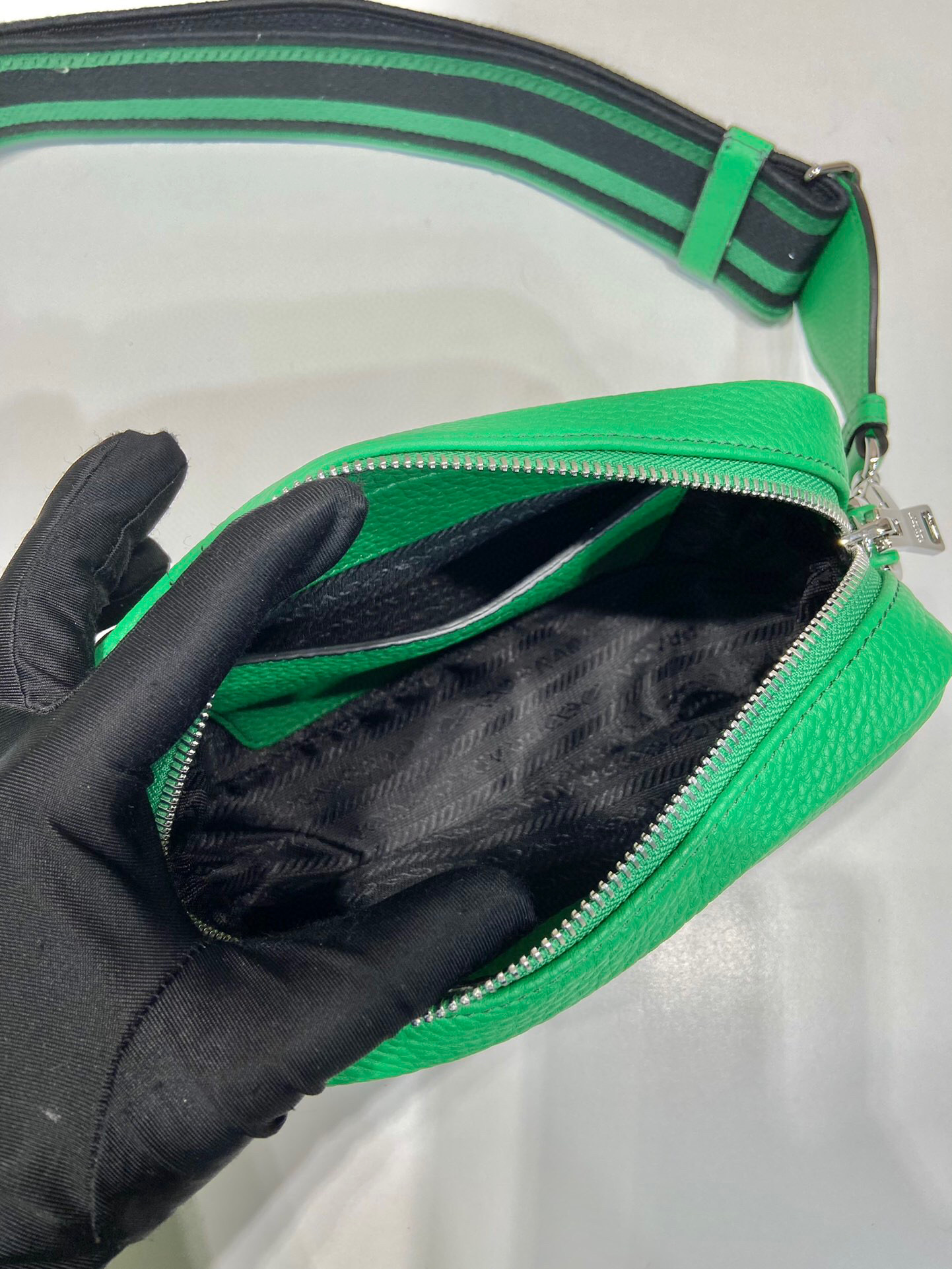 Pra*a Small Shoulder Bag In Green For Women 7.5in/ 19cm 1BH192_2DKV_F0YFM_V_3OO