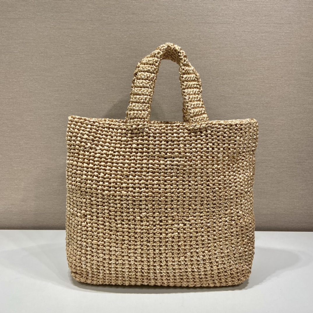 Pra*a Raffia Tote Bag Beige For Women, Women’s Bags 18.5in/47cm