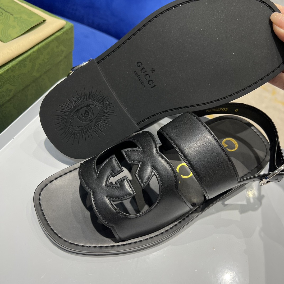 Gvc*1 Interlocking-G Sandal Black For Men 723627 US000 1000