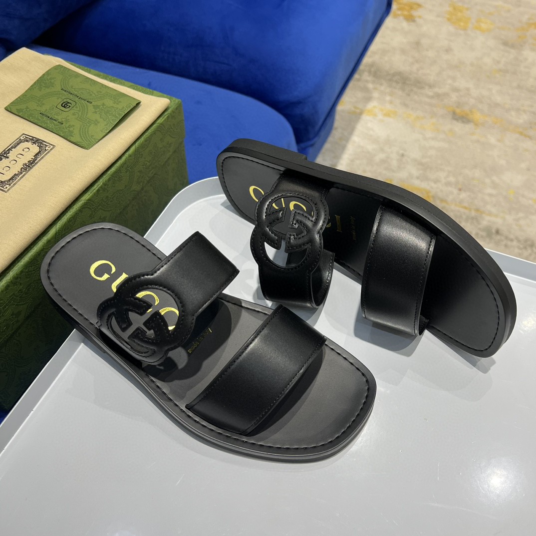Gvc*1 Interlocking-G Slide Sandal Black For Men
