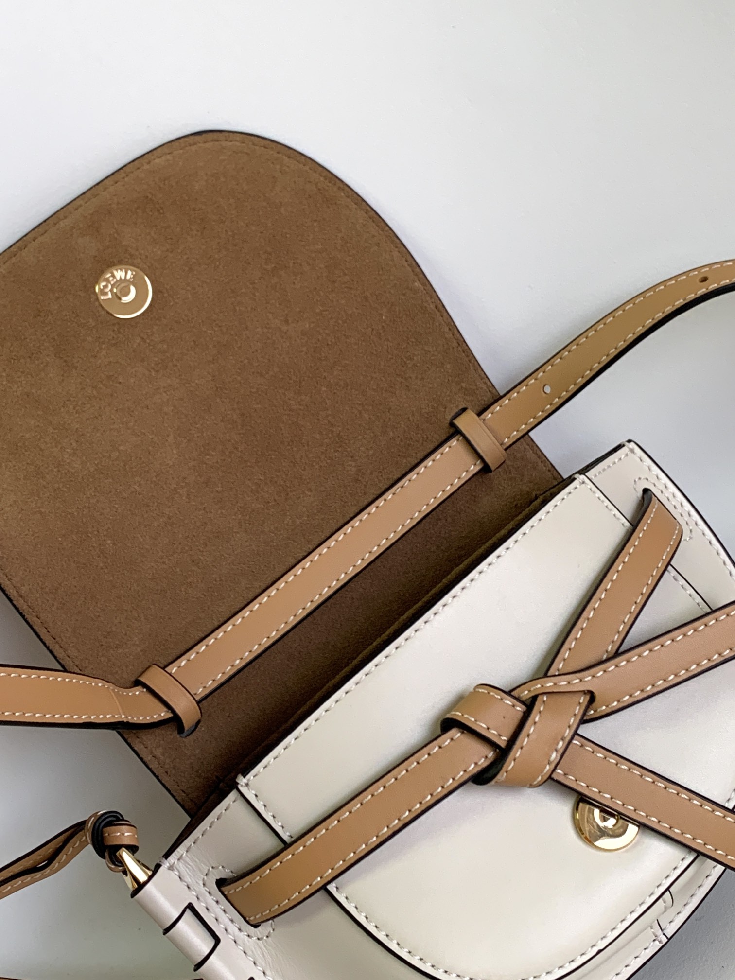 L0ew* Mini Gate Dual Bag Beige/Brown For Women 8.3in / 21cm