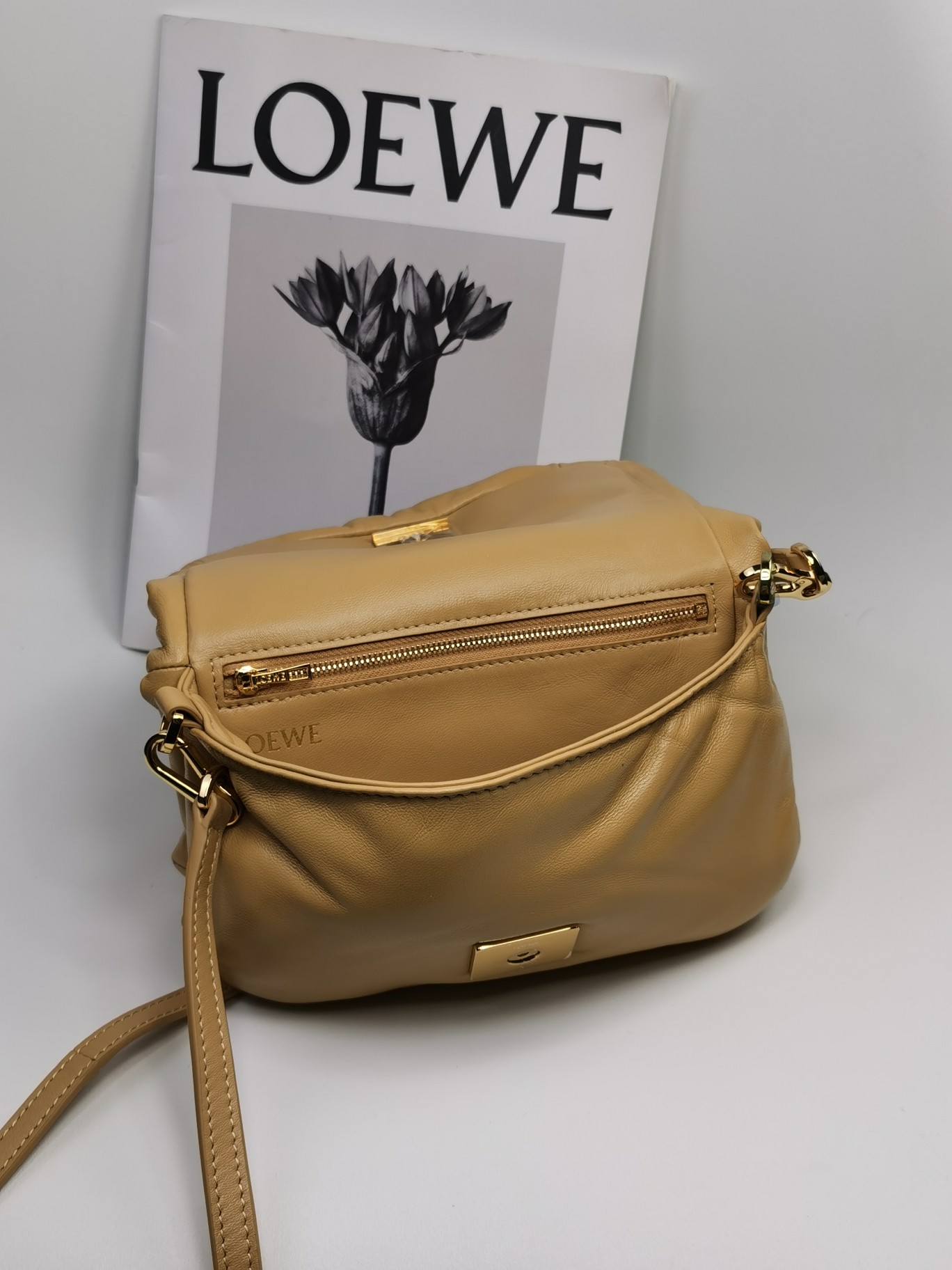L0ew* Mini Puffer Goya Bag Black/Beige/Green Khaki For Women 7.9in / 20cm A896W56X01