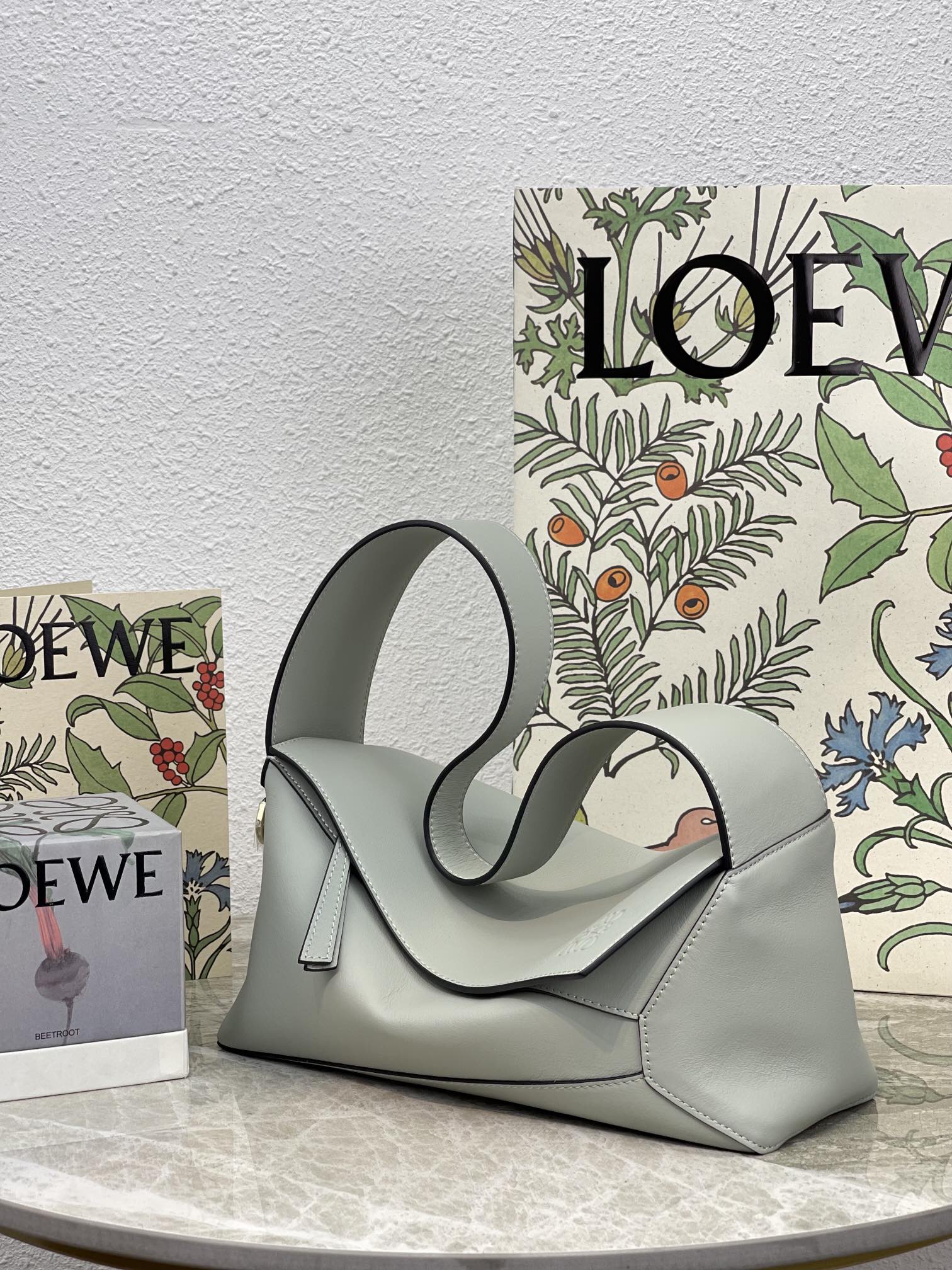 L0ew* Puzzle Hobo Bag Black/Light Green/Pink/Yellow/White For Women 11.3in / 28.7cm A510J67X01
