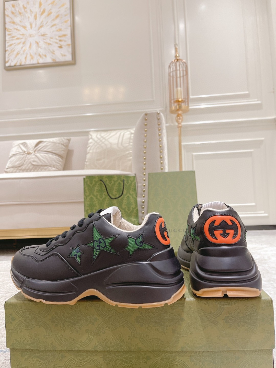 Gvc*1 Rhyton Sneaker With Stars Black For Men 665604 2SHD0 1060
