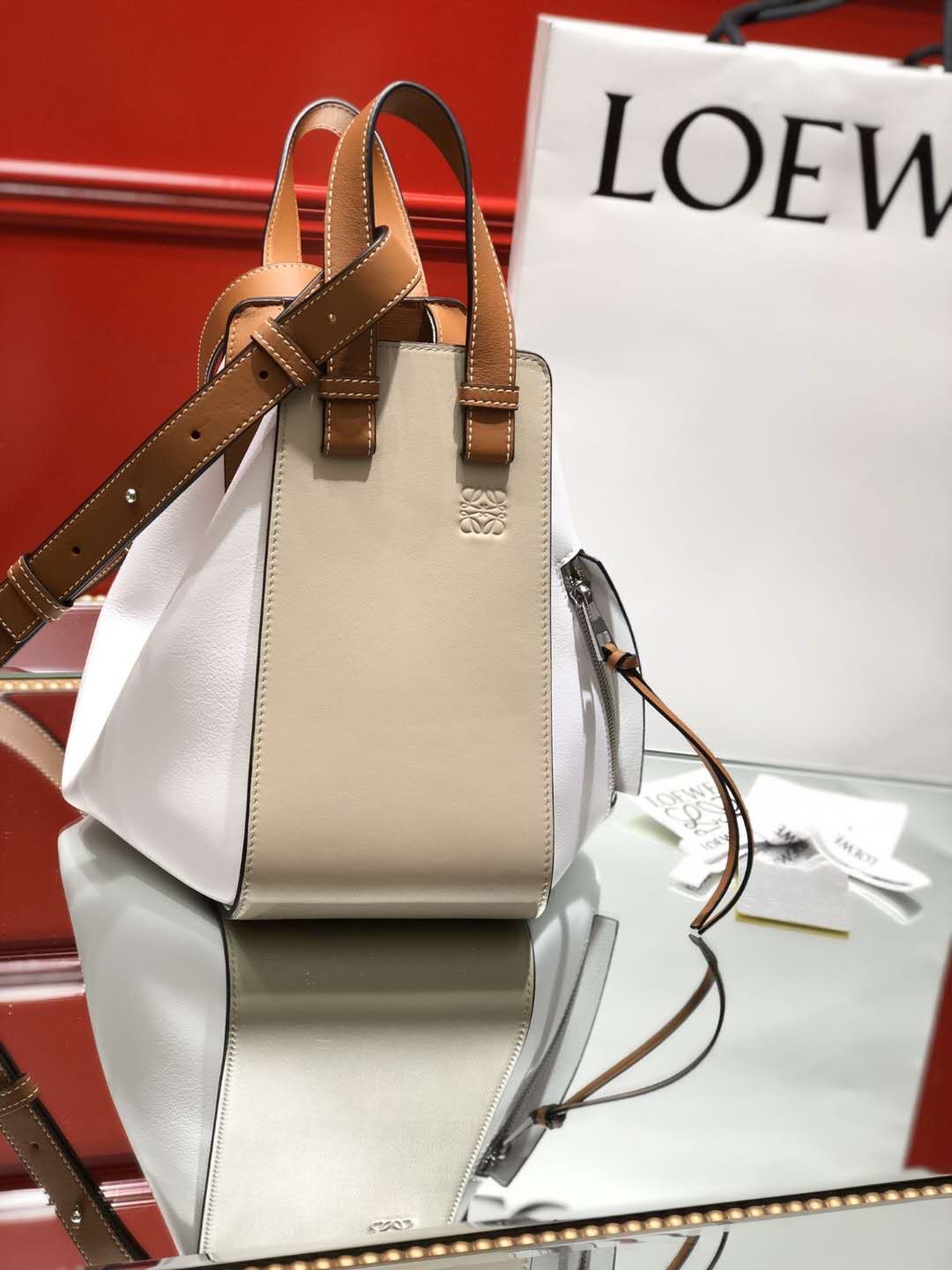 L0ew* Small Hammock Bag Blue/Pink/Beige/White/Brown/Burgundy/Grey For Women 11.8in / 30cm
